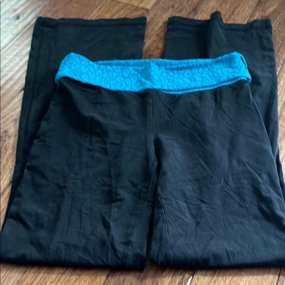 No Boundaries Black Leggings with Blue Lace Waist